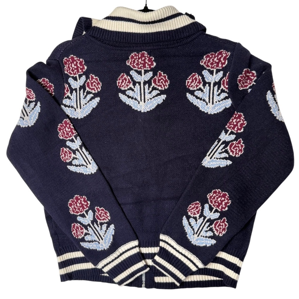 Umgee Knit Zip Up Jacket | NWT | Floral Boho | Midnight Navy | Sizes S M L - Picture 5 of 12